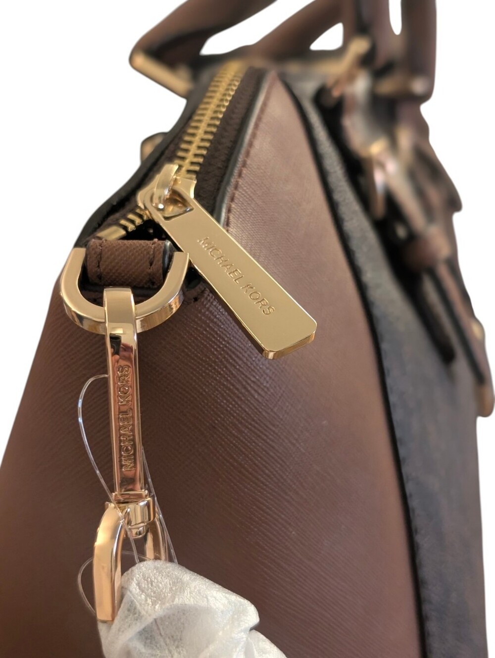 New Michael KORS Ciara Large Logo Acorn Leather Satchel - Picture 4 of 10